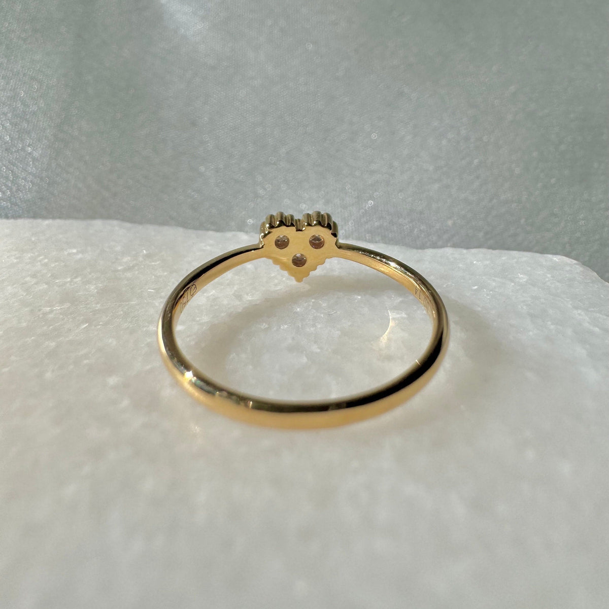 Genuine Diamond Heart Ring in 18k Solid Yellow Gold