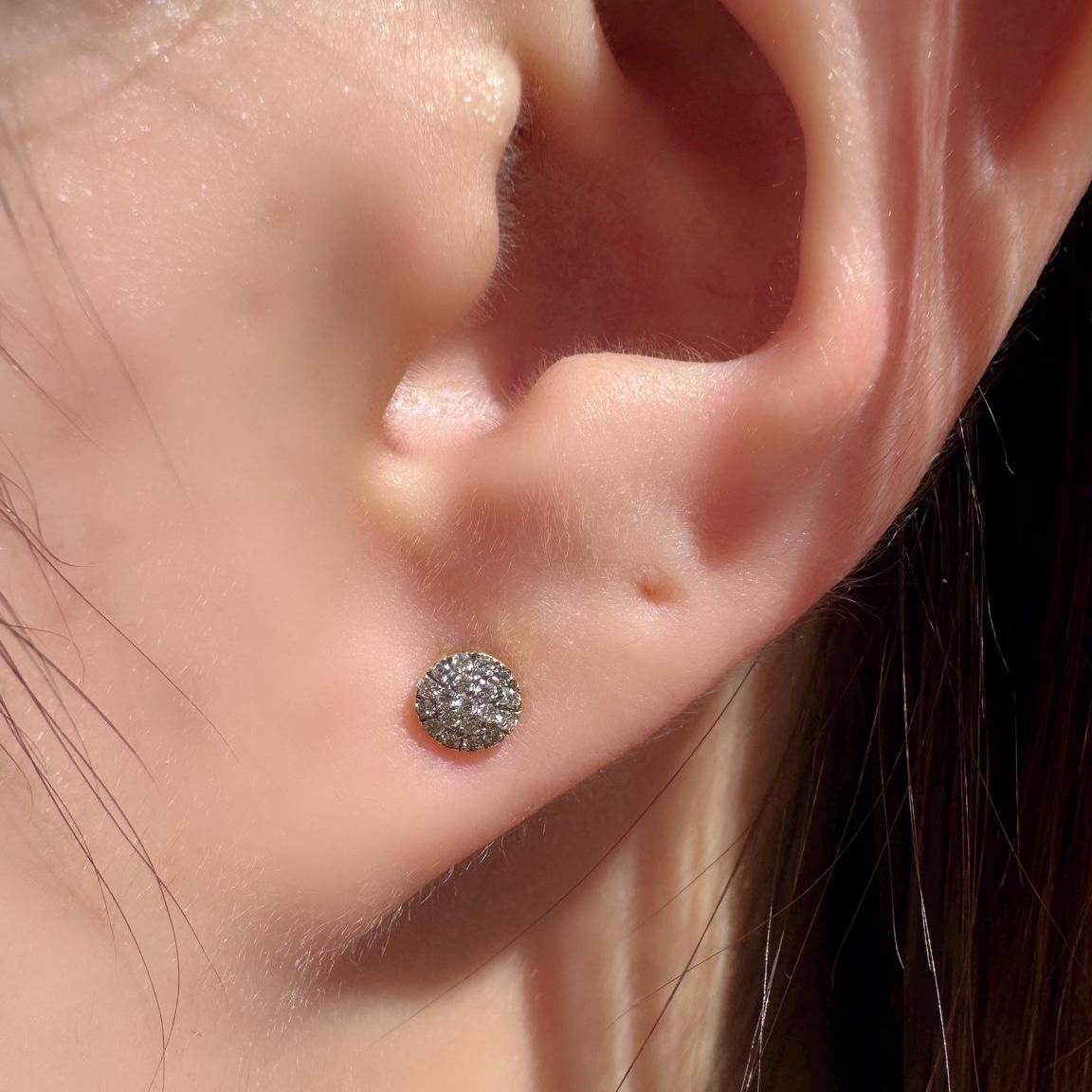 Genuine 5 MM Diamond Bezel Earrings in 14k Solid Gold