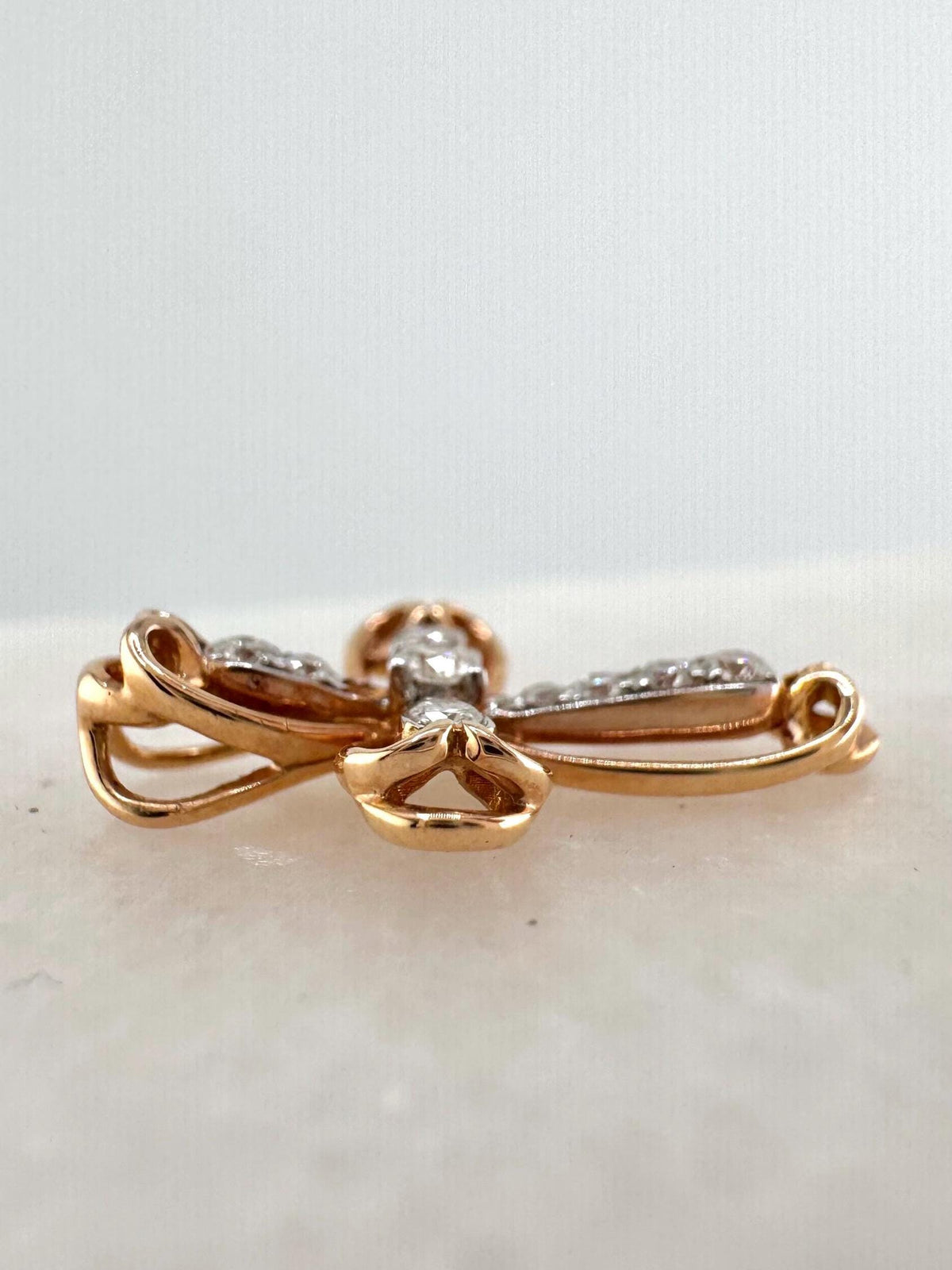 Diamond Cross Pendant, Genuine 18k Solid Rose Gold Necklace, April Birthstone, Faith Jewelry Gift
