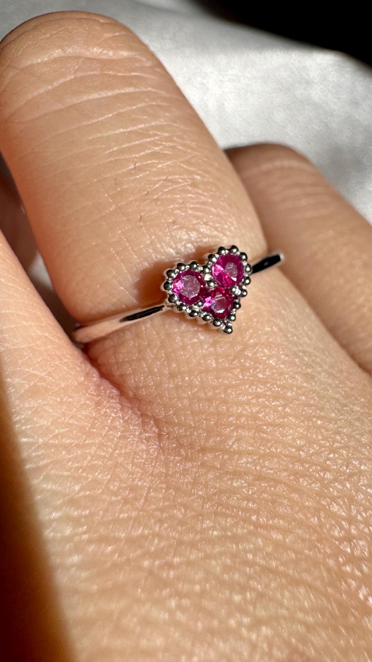 Genuine Ruby Heart Ring | 14k Solid White Gold