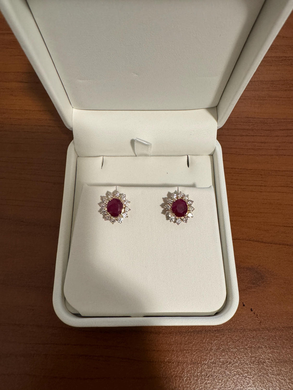 Ruby Diamond Mega Solaris Earrings, Genuine 14k Solid Gold Sunburst Cluster, July Birthstone