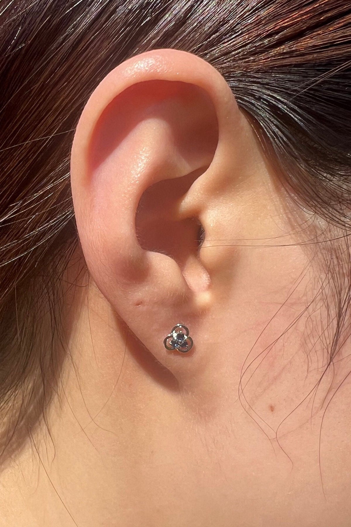 Genuine Sapphire Trio Studs in 14k Solid Gold
