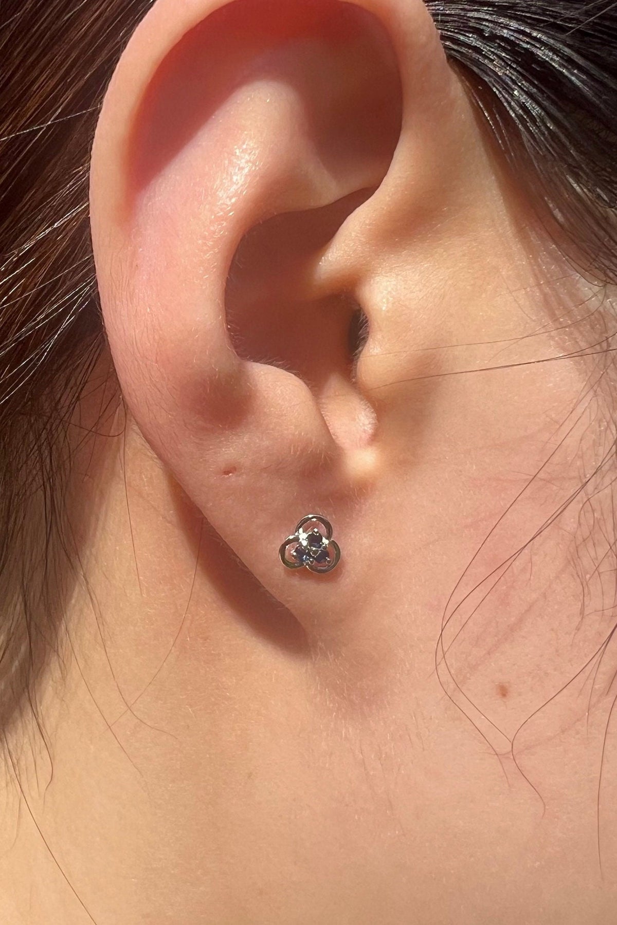 Genuine Sapphire Trio Studs in 14k Solid Gold