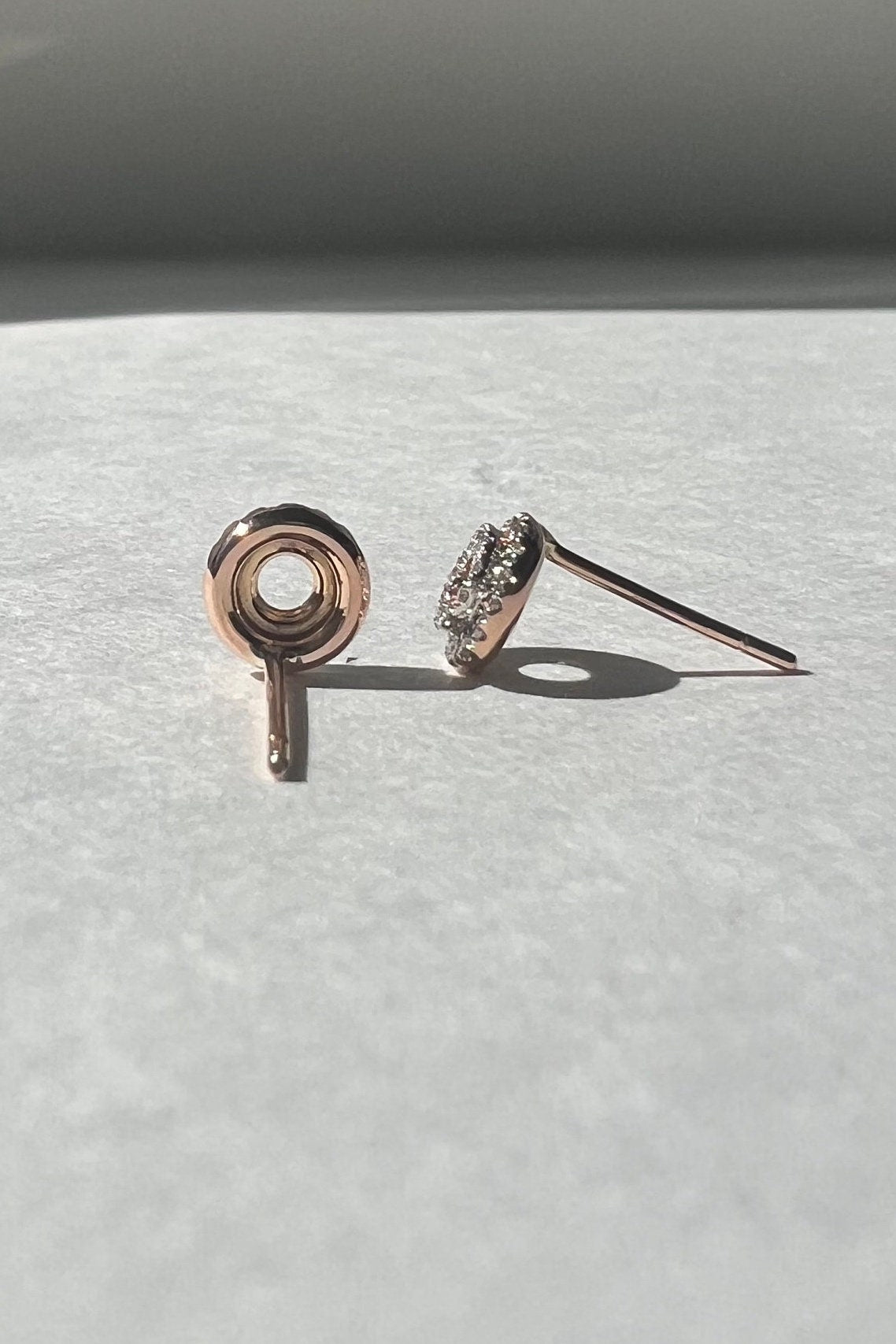 Genuine Diamond Eternity Stud Earrings, 18k Solid Gold, April Birthstone, Gift for Her