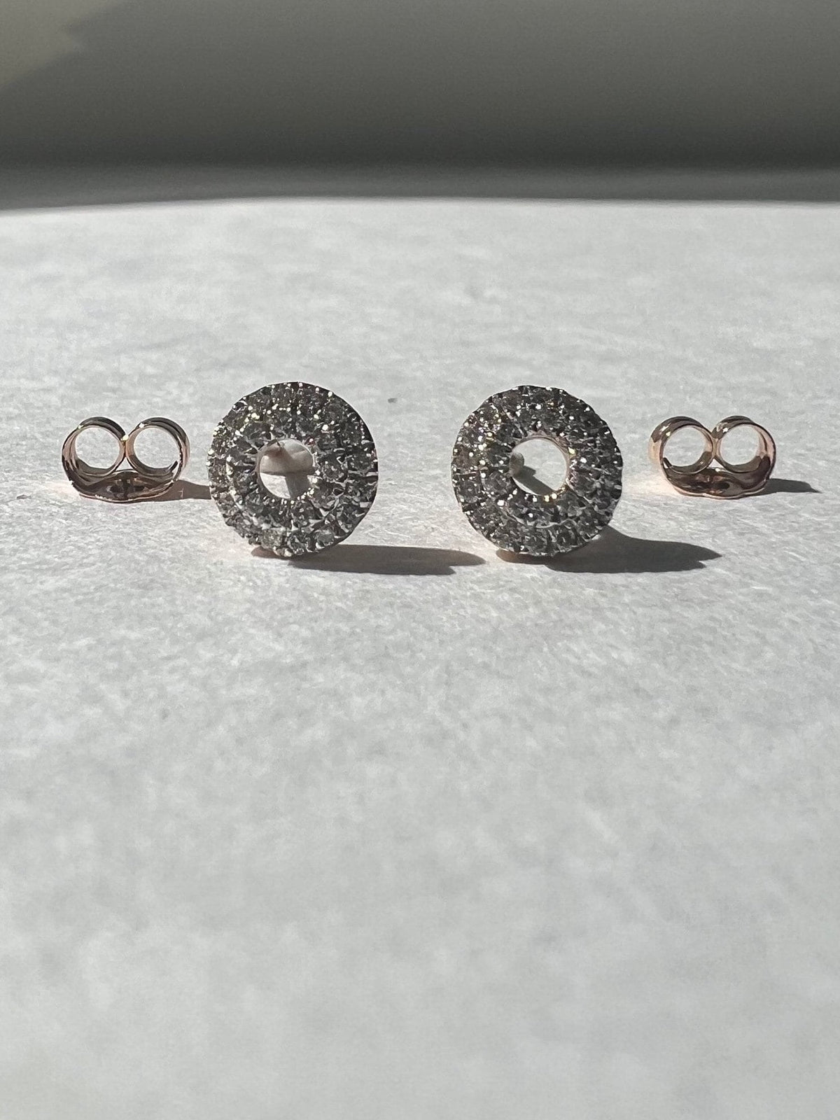 Genuine Diamond Eternity Stud Earrings, 18k Solid Gold, April Birthstone, Gift for Her