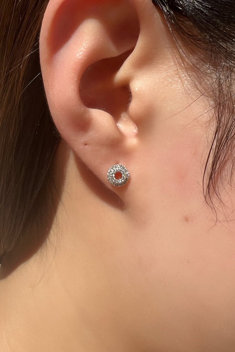 Genuine Diamond Eternity Stud Earrings, 18k Solid Gold, April Birthstone, Gift for Her