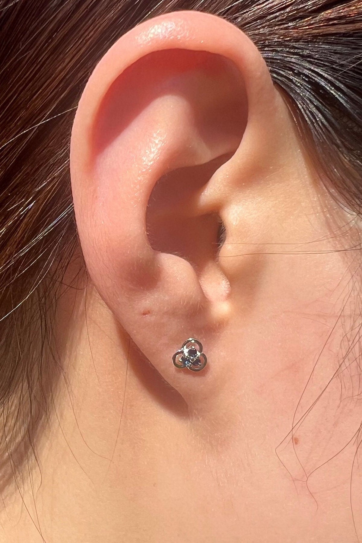 Genuine Sapphire Trio Studs in 14k Solid Gold