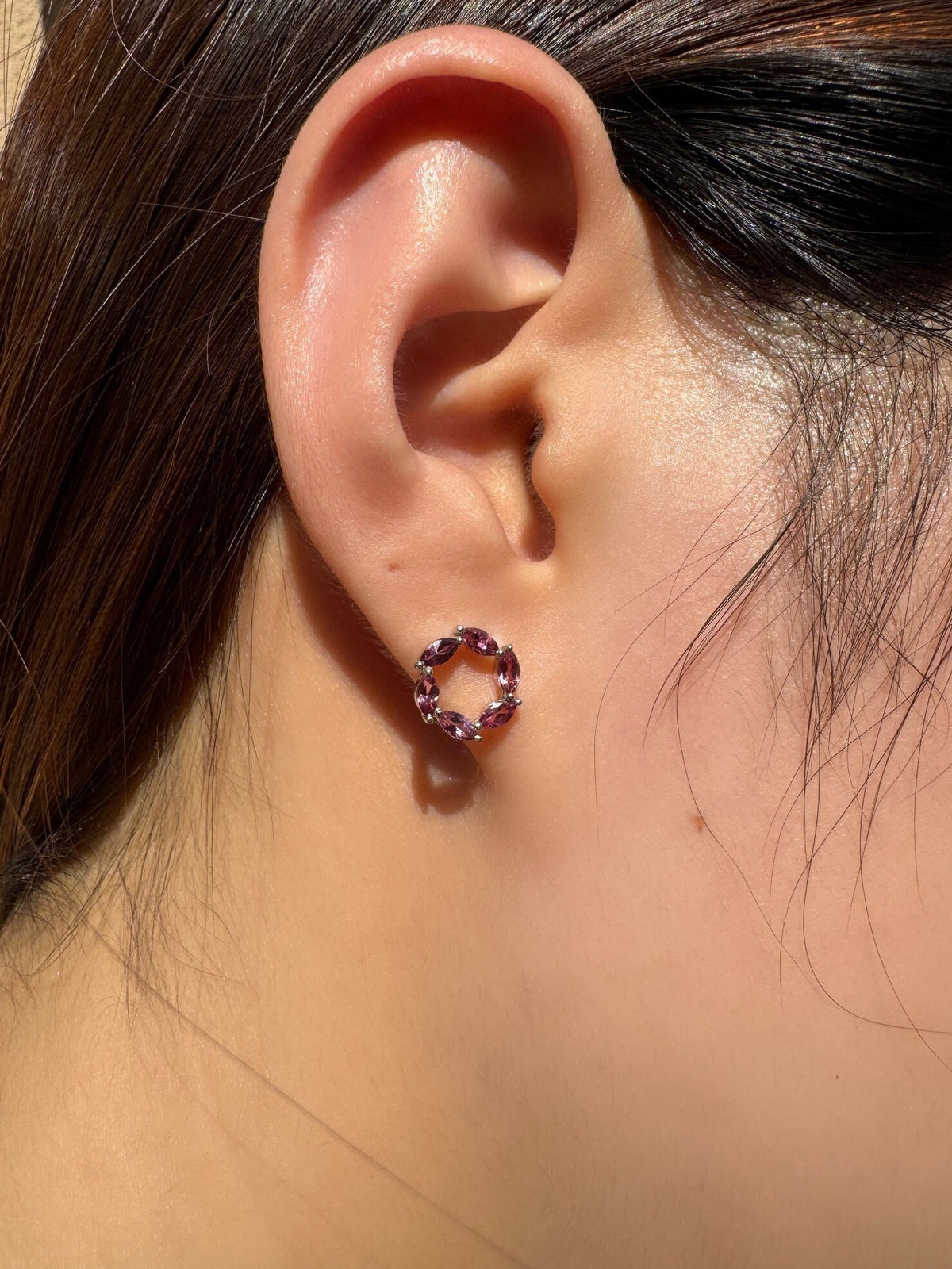 Genuine Marquise Tourmaline Halo Stud Earrings in 14k Solid Gold