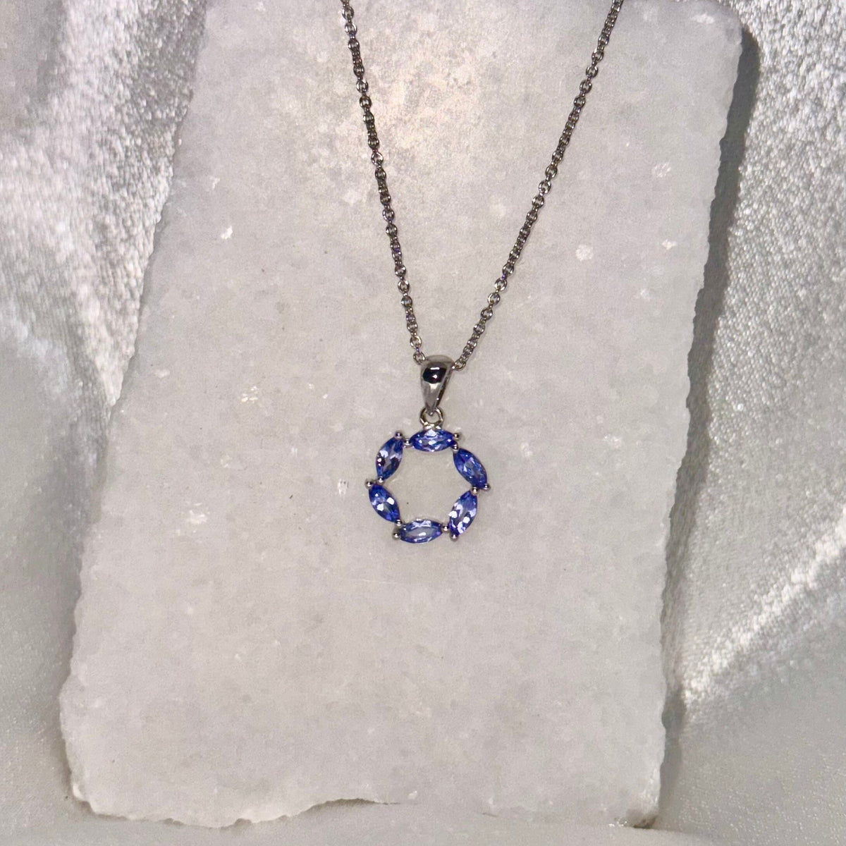 Genuine Marquise Cut Tanzanite Pendant | 14k Solid Gold