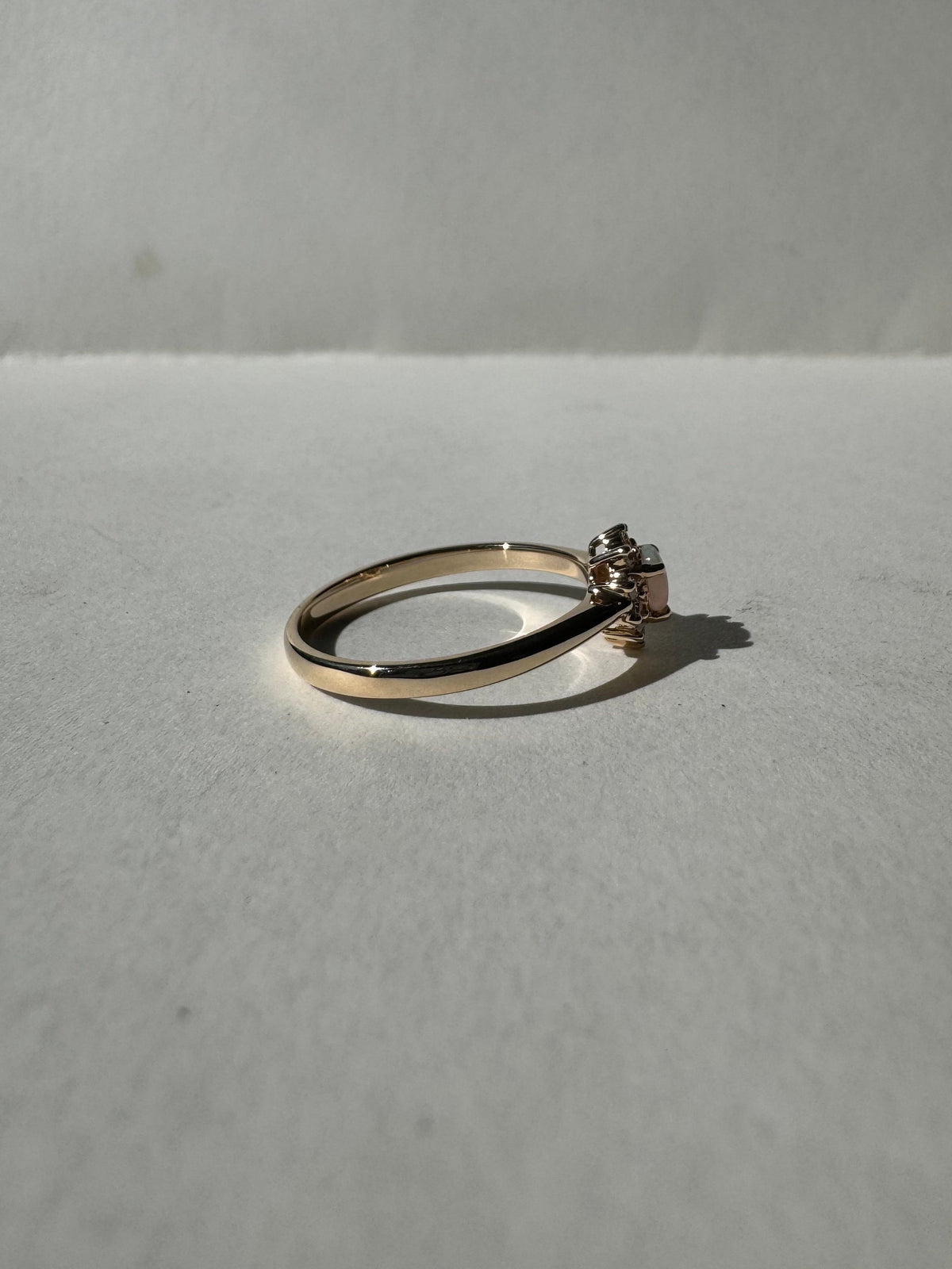 Genuine Opal and Diamond Ring｜14k Solid Yellow Gold