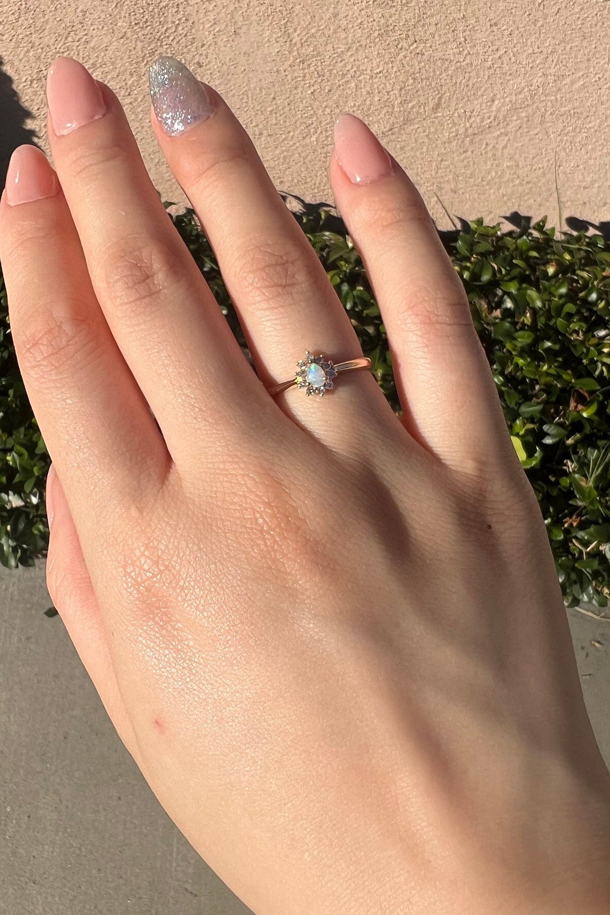 Genuine Opal and Diamond Ring｜14k Solid Yellow Gold