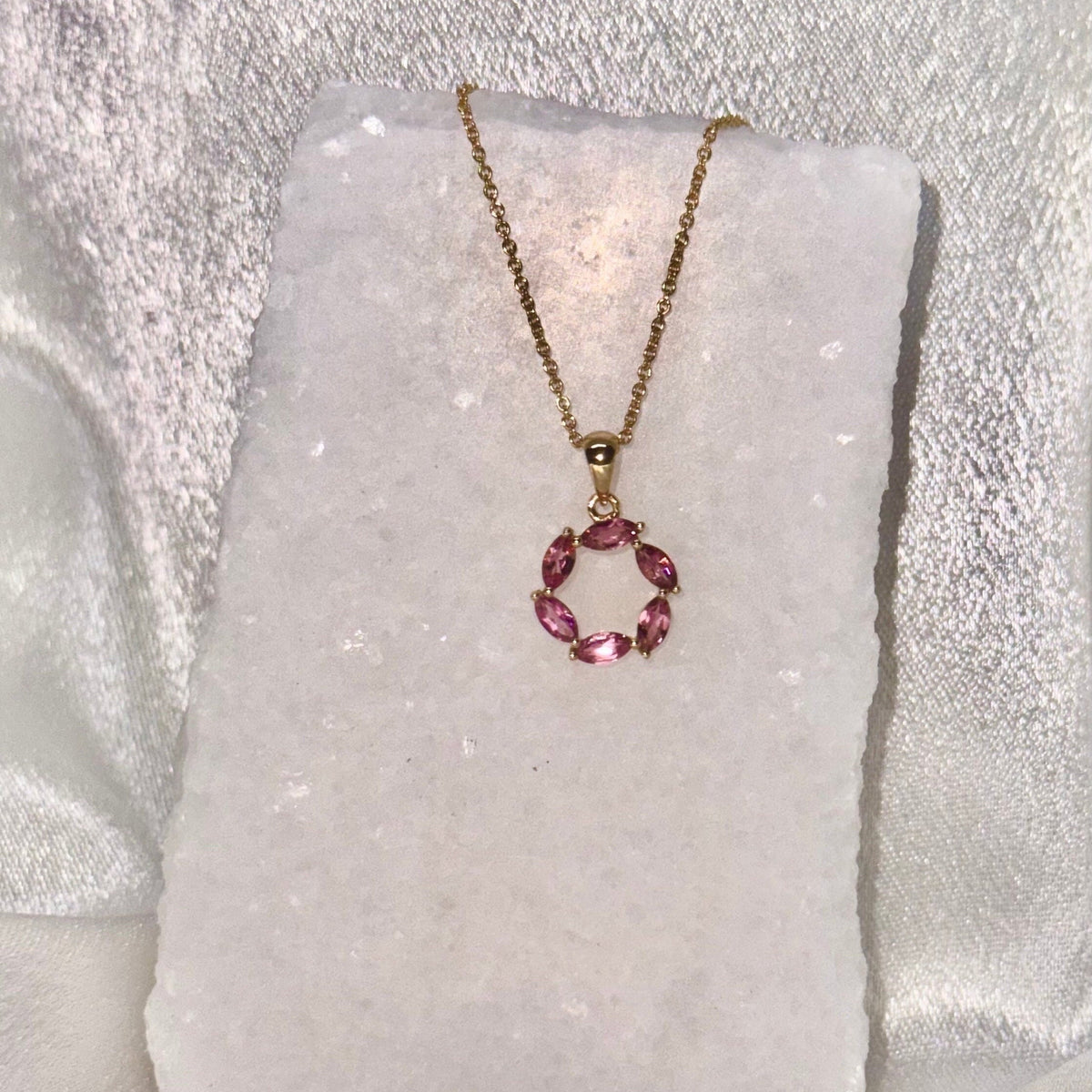 Genuine Marquise Cut Tourmaline Pendant | 14k Solid Gold