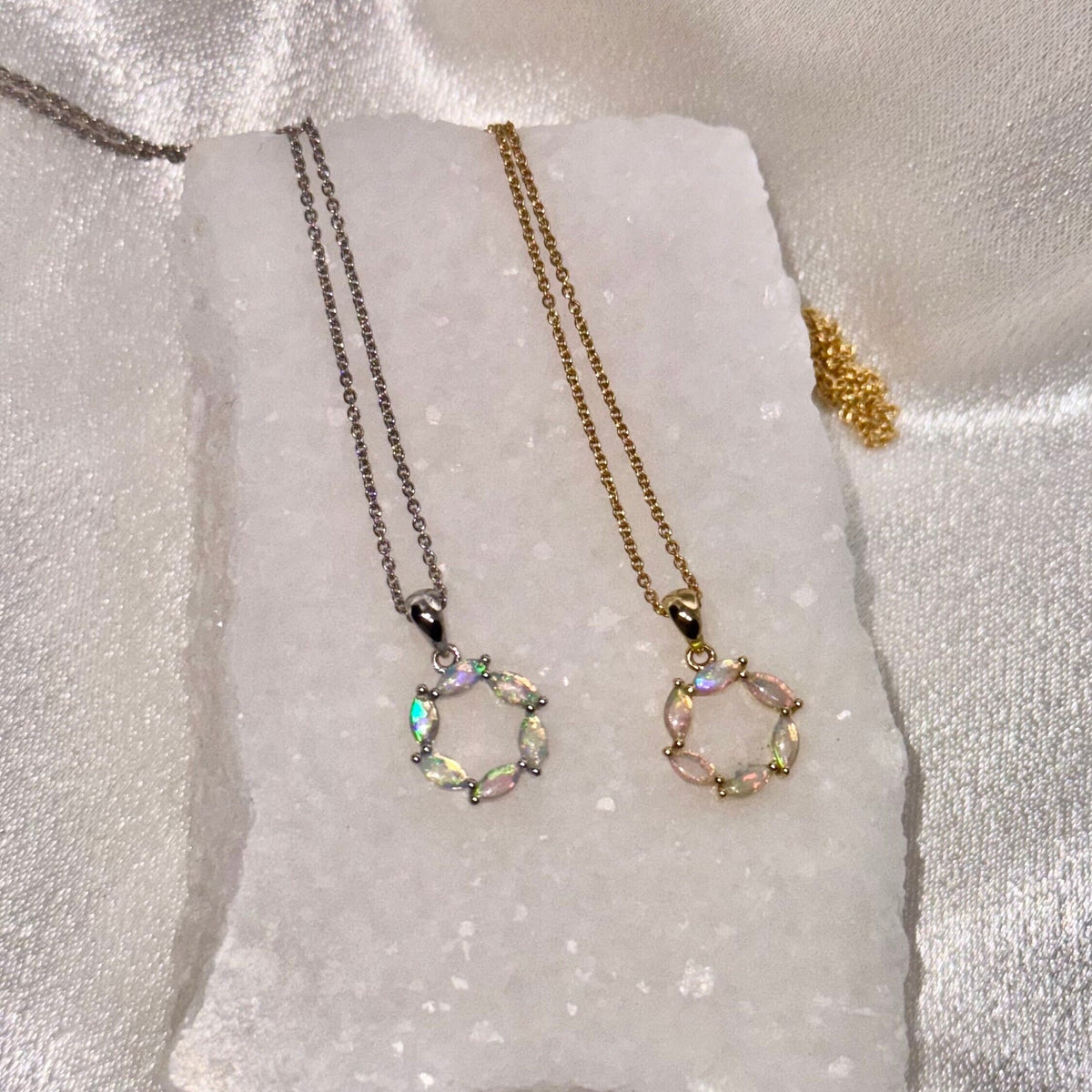 Genuine Marquise Cut Opal Pendant | 14k Solid Gold