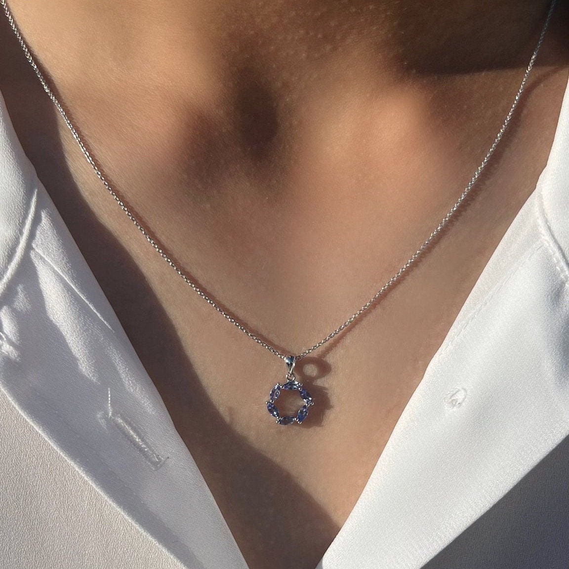 Genuine Marquise Cut Tanzanite Pendant | 14k Solid Gold
