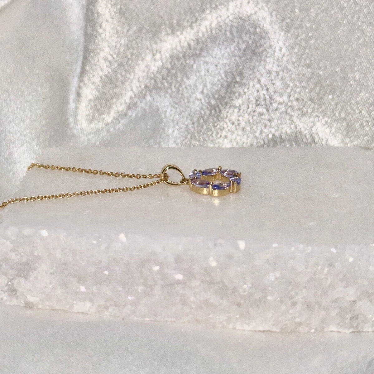 Genuine Marquise Cut Tanzanite Pendant | 14k Solid Gold