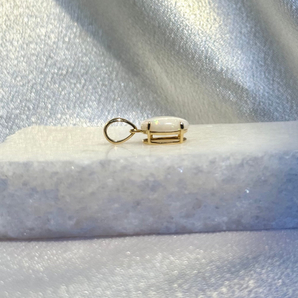 Genuine Oval Cut Opal Pendant | 14k Solid Gold