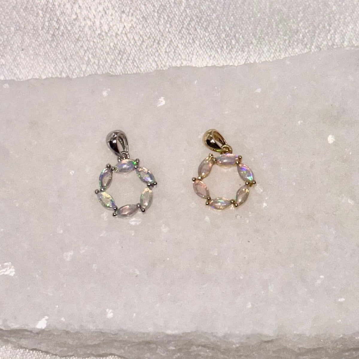 Genuine Marquise Cut Opal Pendant | 14k Solid Gold