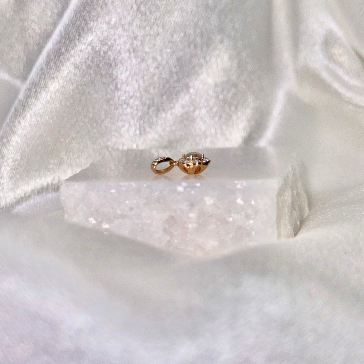 Genuine Diamond Daisy Pendant, Pendant Only, in 18k Rose Gold