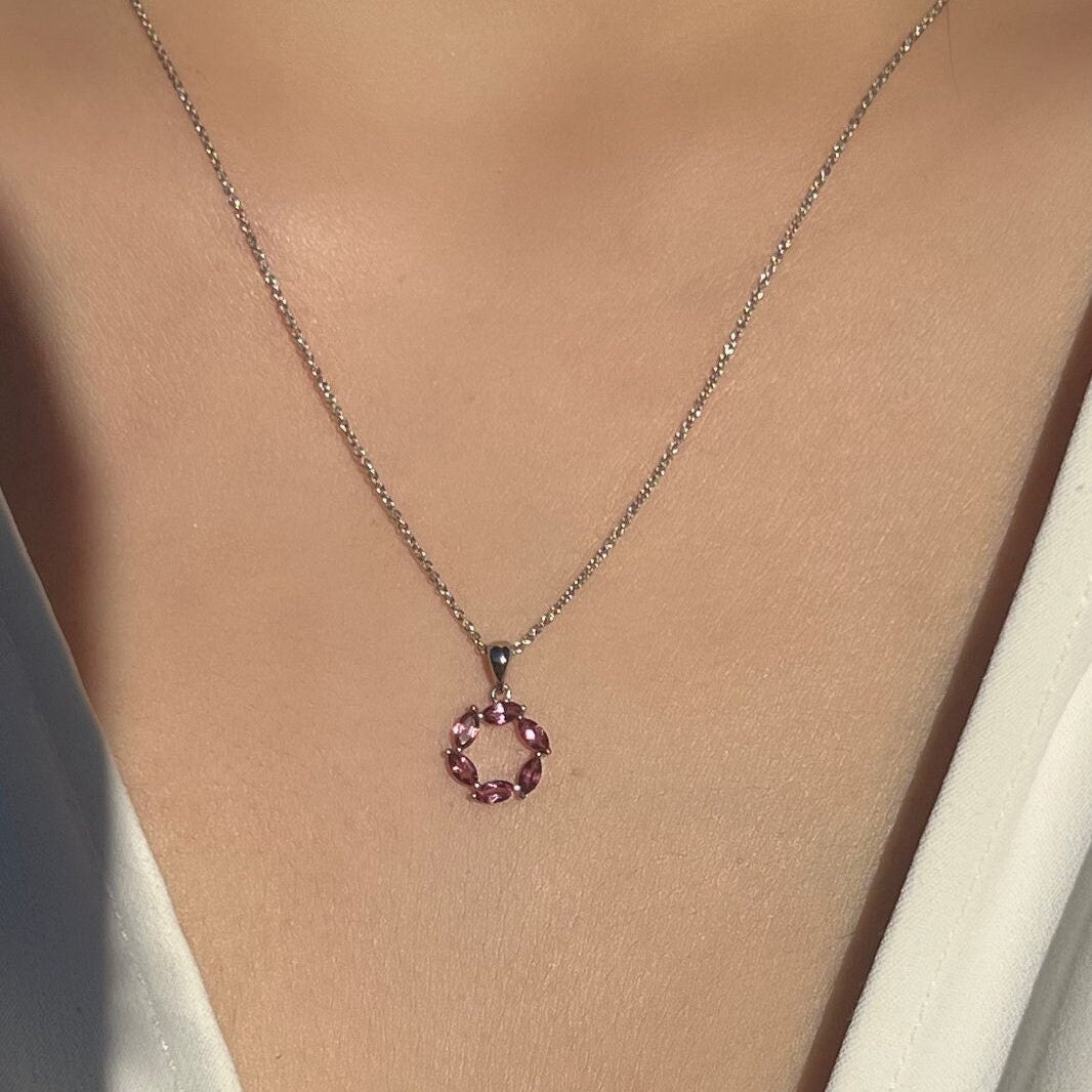 Genuine Marquise Cut Tourmaline Pendant | 14k Solid Gold