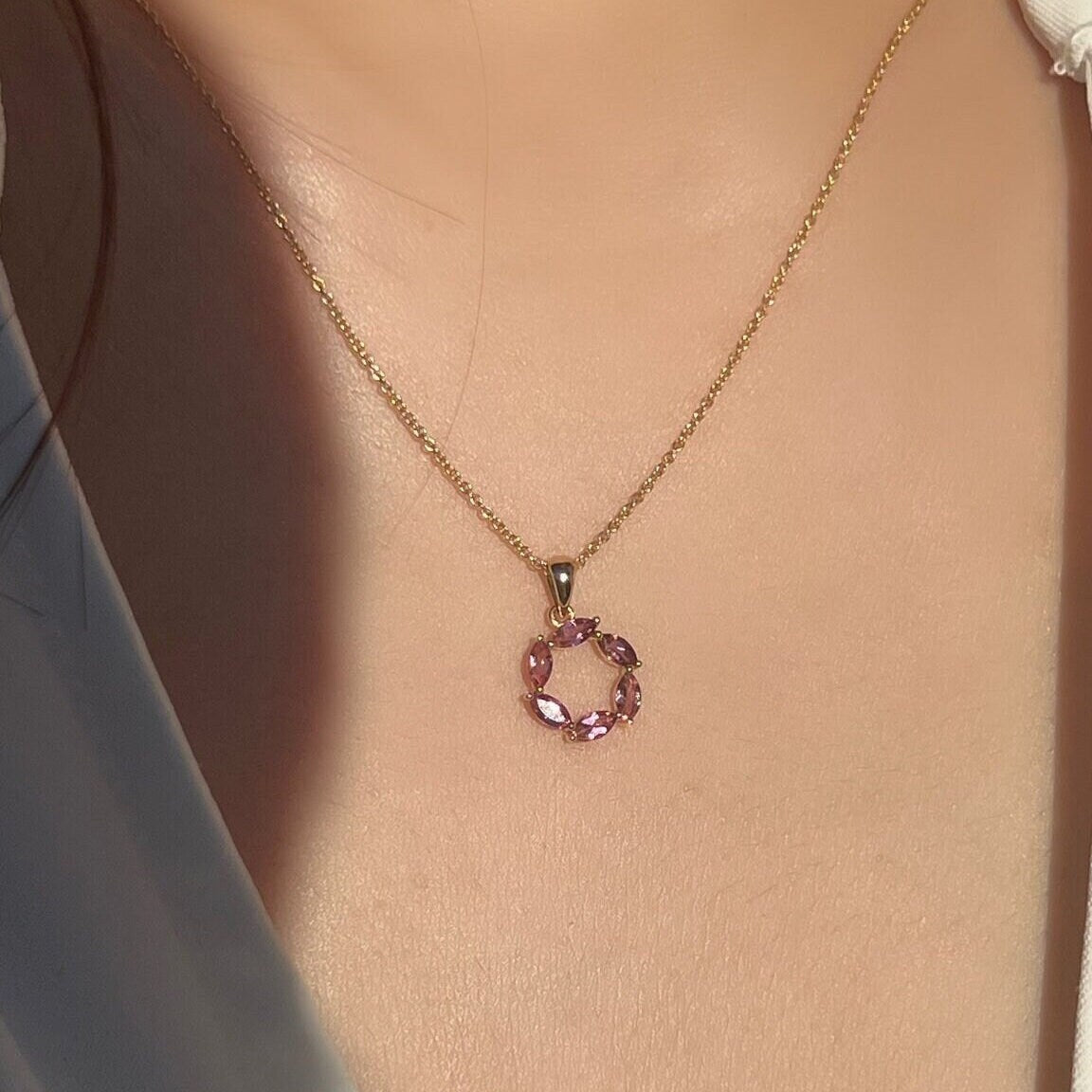 Genuine Marquise Cut Tourmaline Pendant | 14k Solid Gold