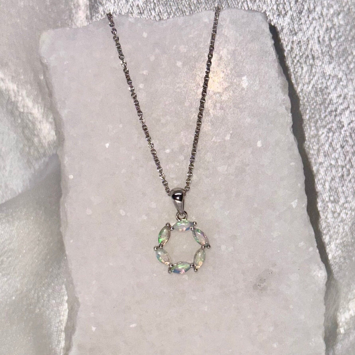 Genuine Marquise Cut Opal Pendant | 14k Solid Gold