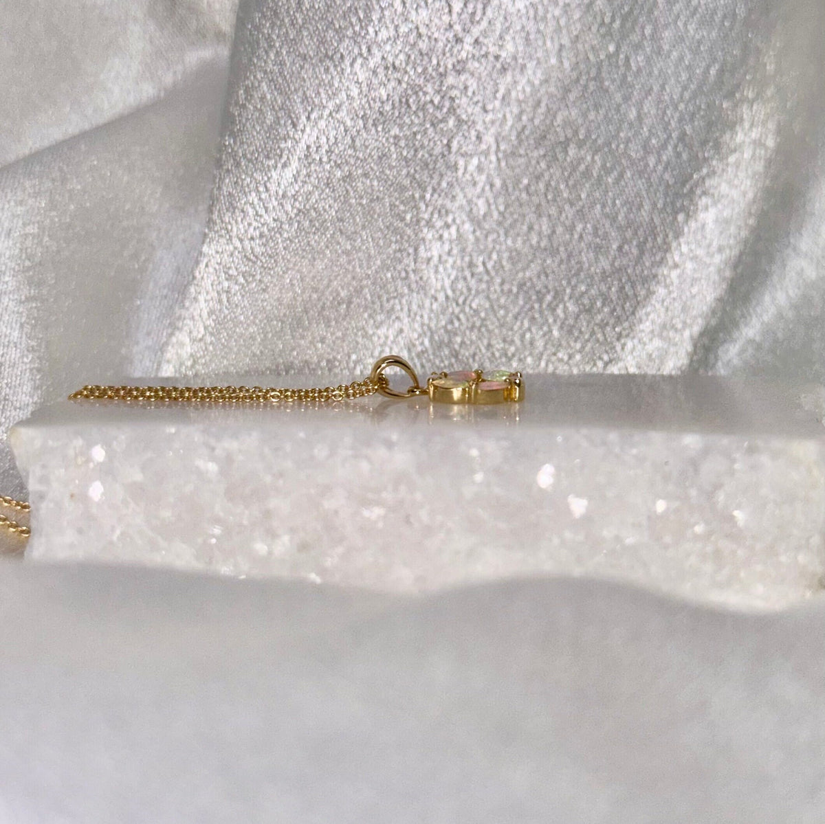 Genuine Marquise Cut Opal Pendant | 14k Solid Gold