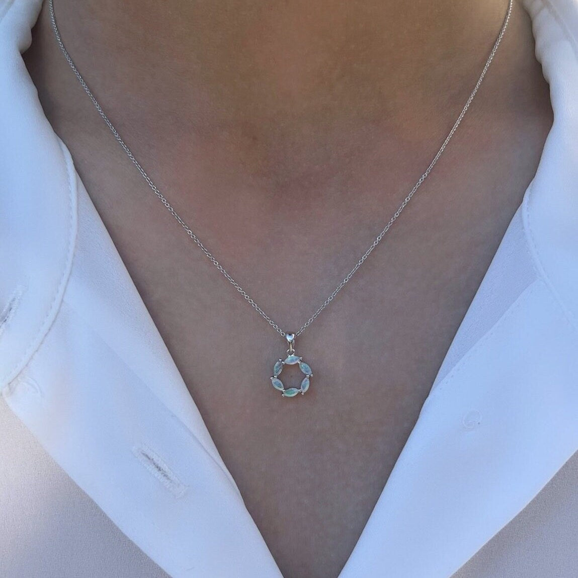 Genuine Marquise Cut Opal Pendant | 14k Solid Gold