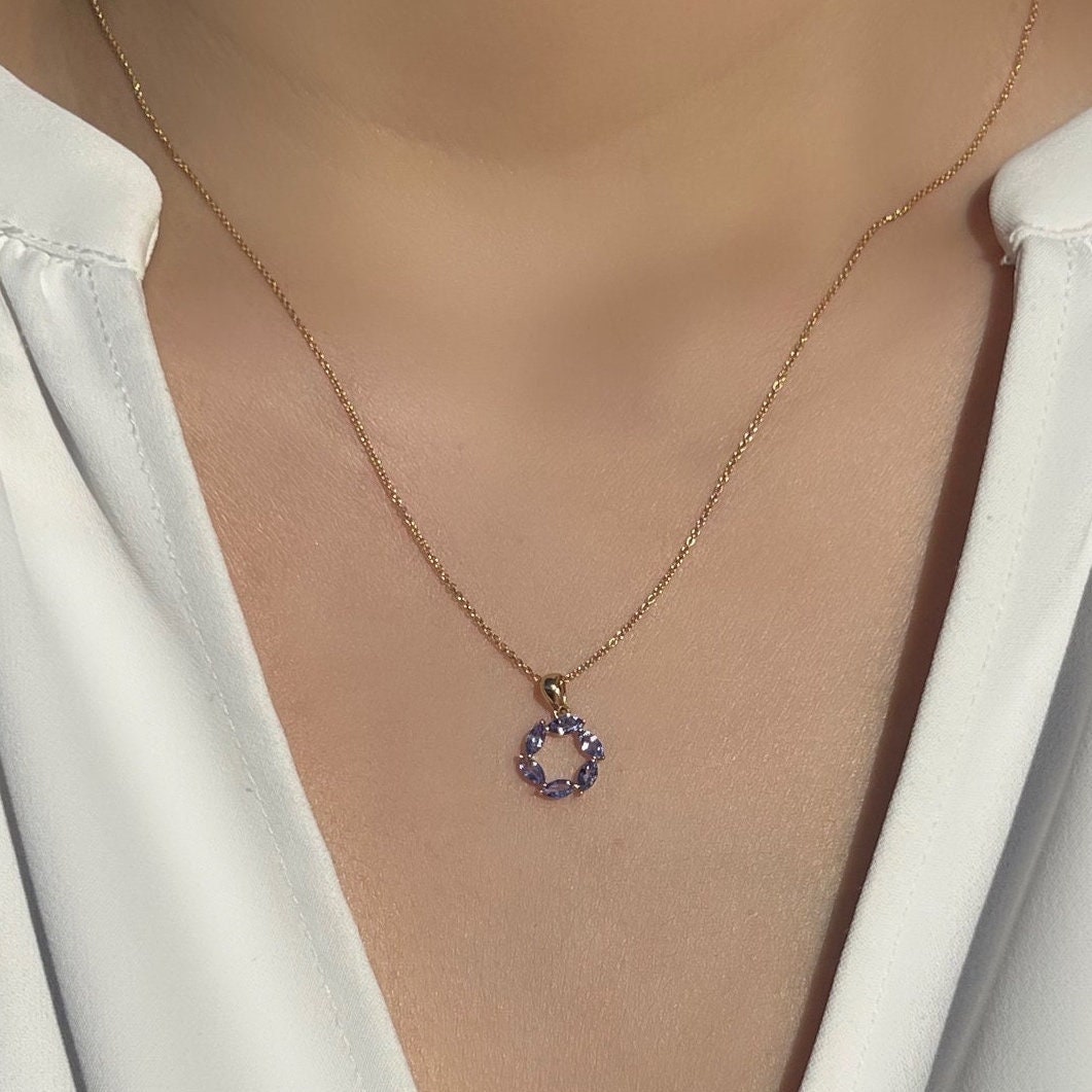 Genuine Marquise Cut Tanzanite Pendant | 14k Solid Gold
