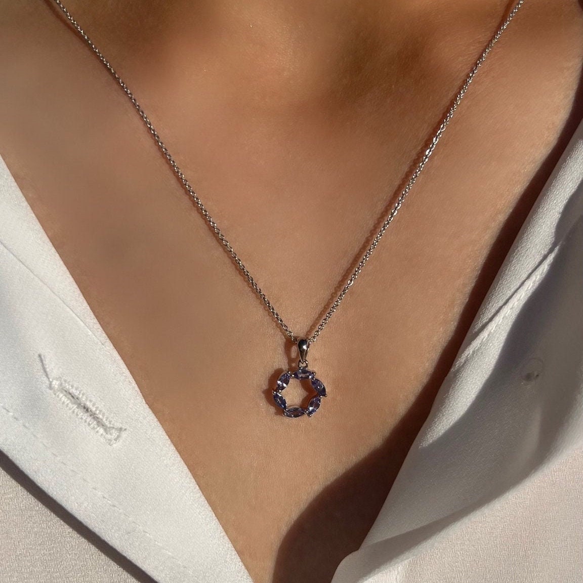 Genuine Marquise Cut Tanzanite Pendant | 14k Solid Gold