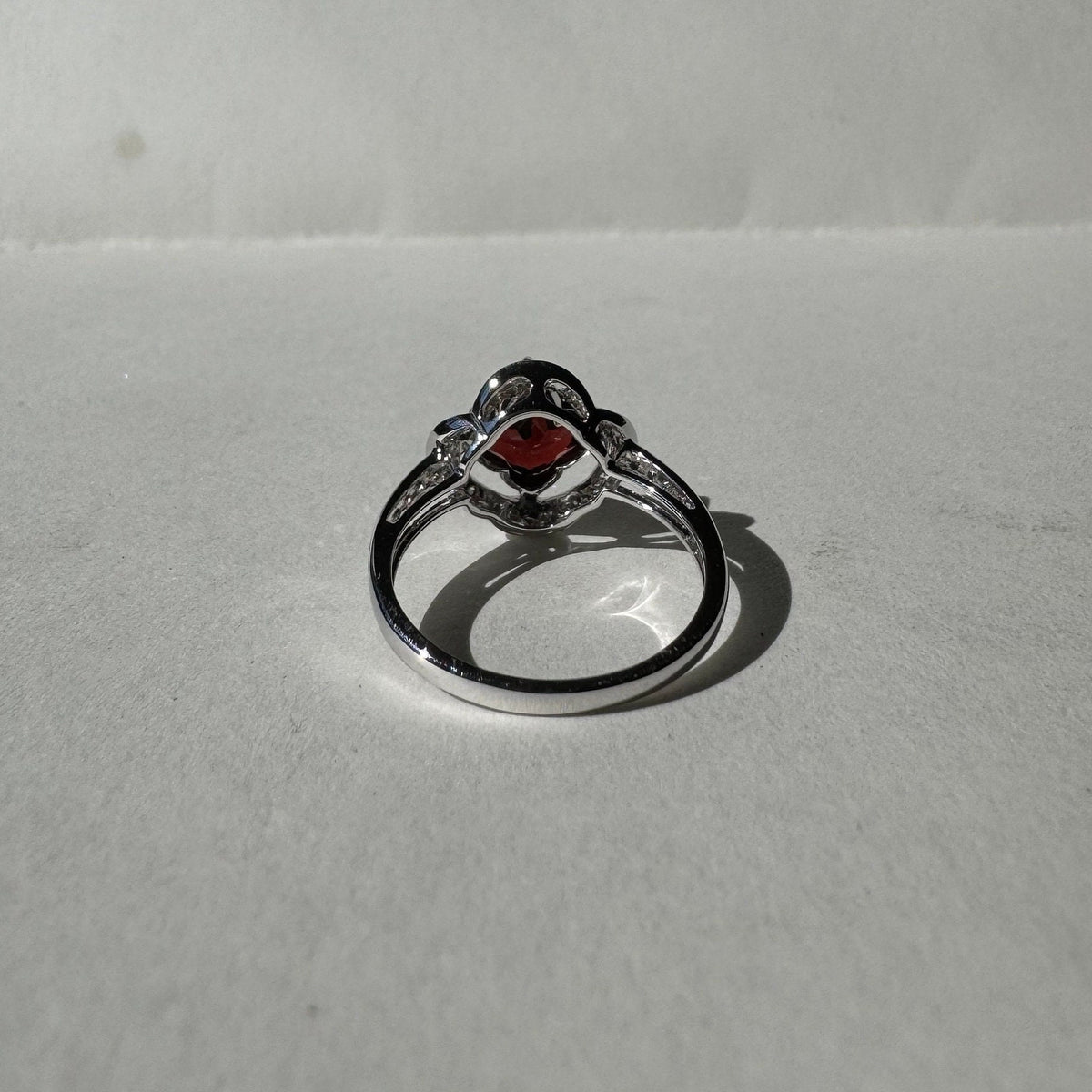 Genuine Garnet Quatrefoil Ring in 14k Solid Gold