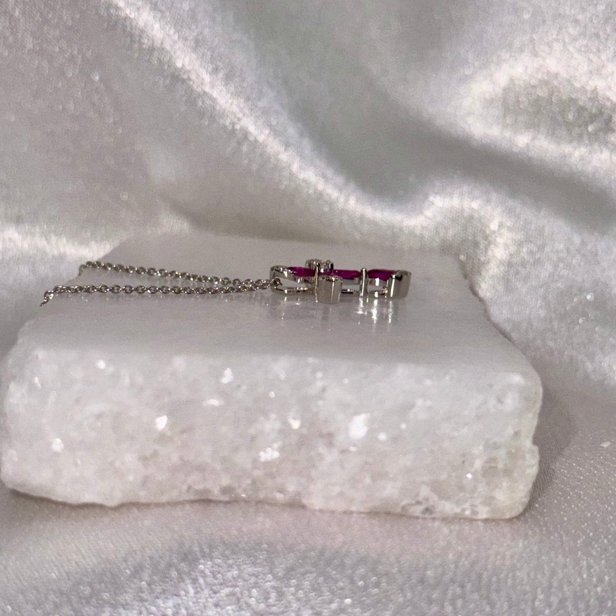 Genuine Ruby and Diamond Marquise Cross Pendant, 14k Solid Gold, July Birthstone, Gift for Her