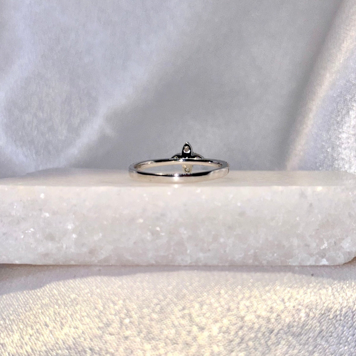 Genuine Diamond Flower Ring in 18k Solid White Gold