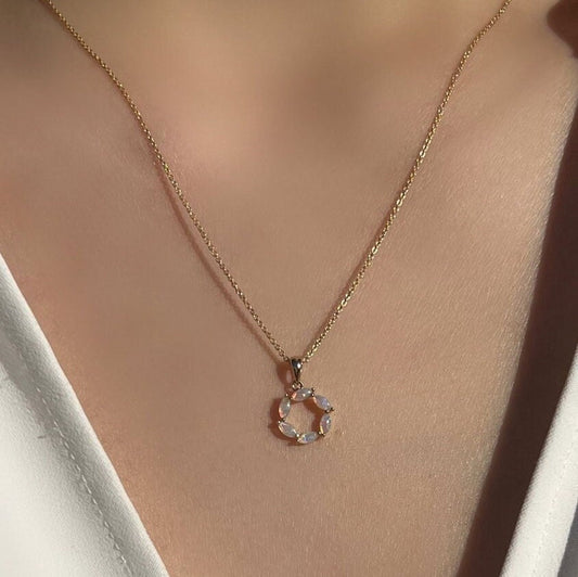 Genuine Marquise Cut Opal Pendant | 14k Solid Gold