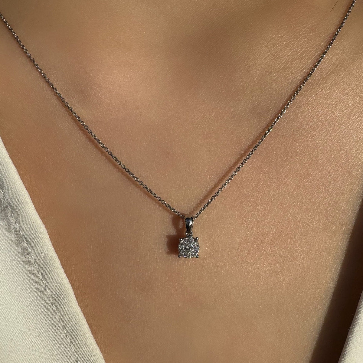 Natural Diamond 5mm Cluster Pendant in 18K Solid Gold