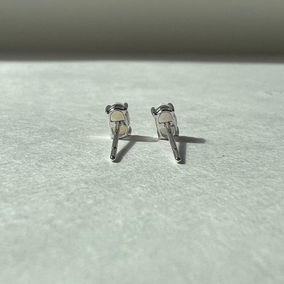 Genuine Opal Oval Solitaire Stud Earrings, 14k Solid Gold, October Birthstone, Gift for Her