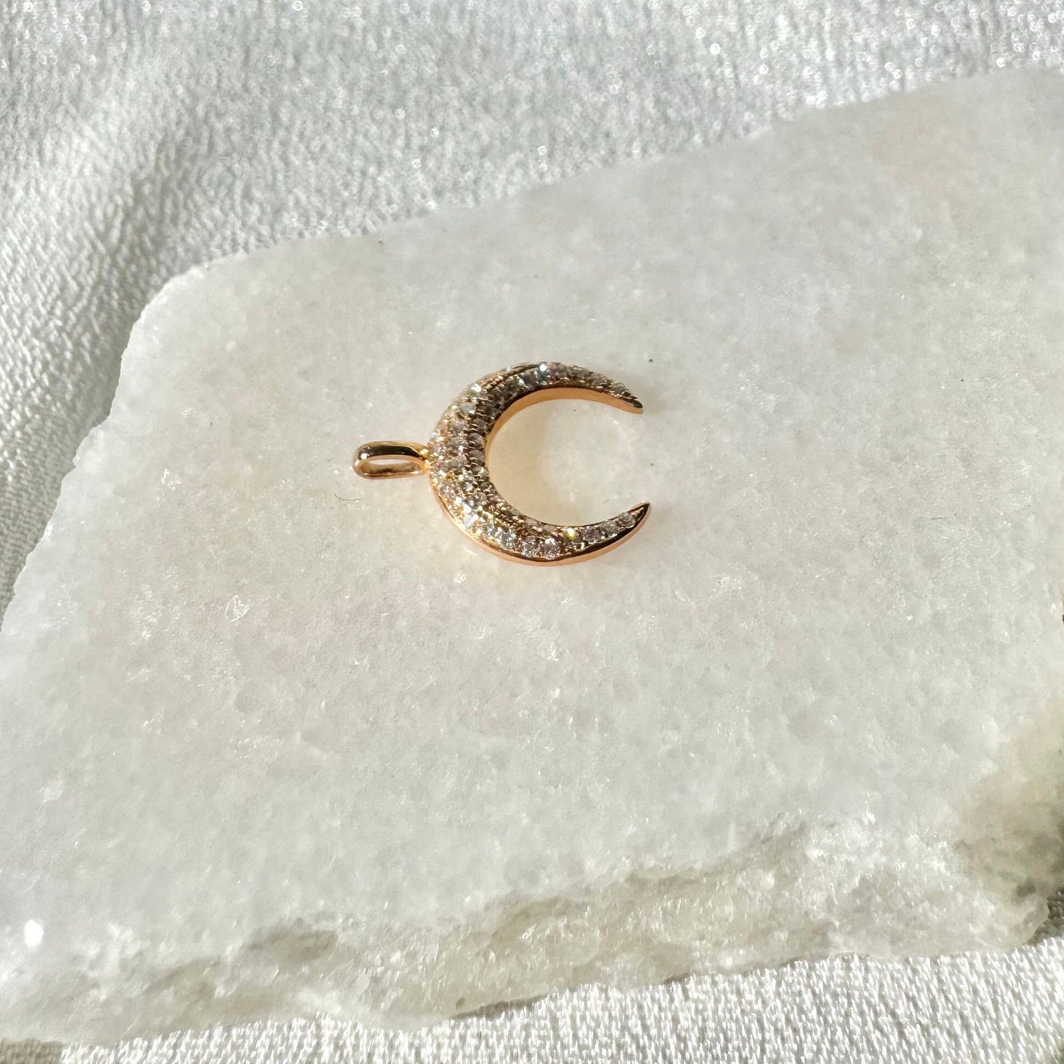 Genuine Diamond Crescent Pendant (Pendant only) | 18k White Gold (Chain Available Upon Request)