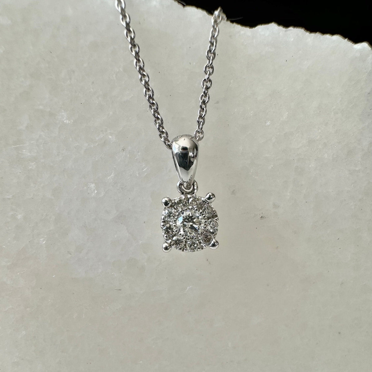 Natural Diamond 5mm Cluster Pendant in 18K Solid Gold