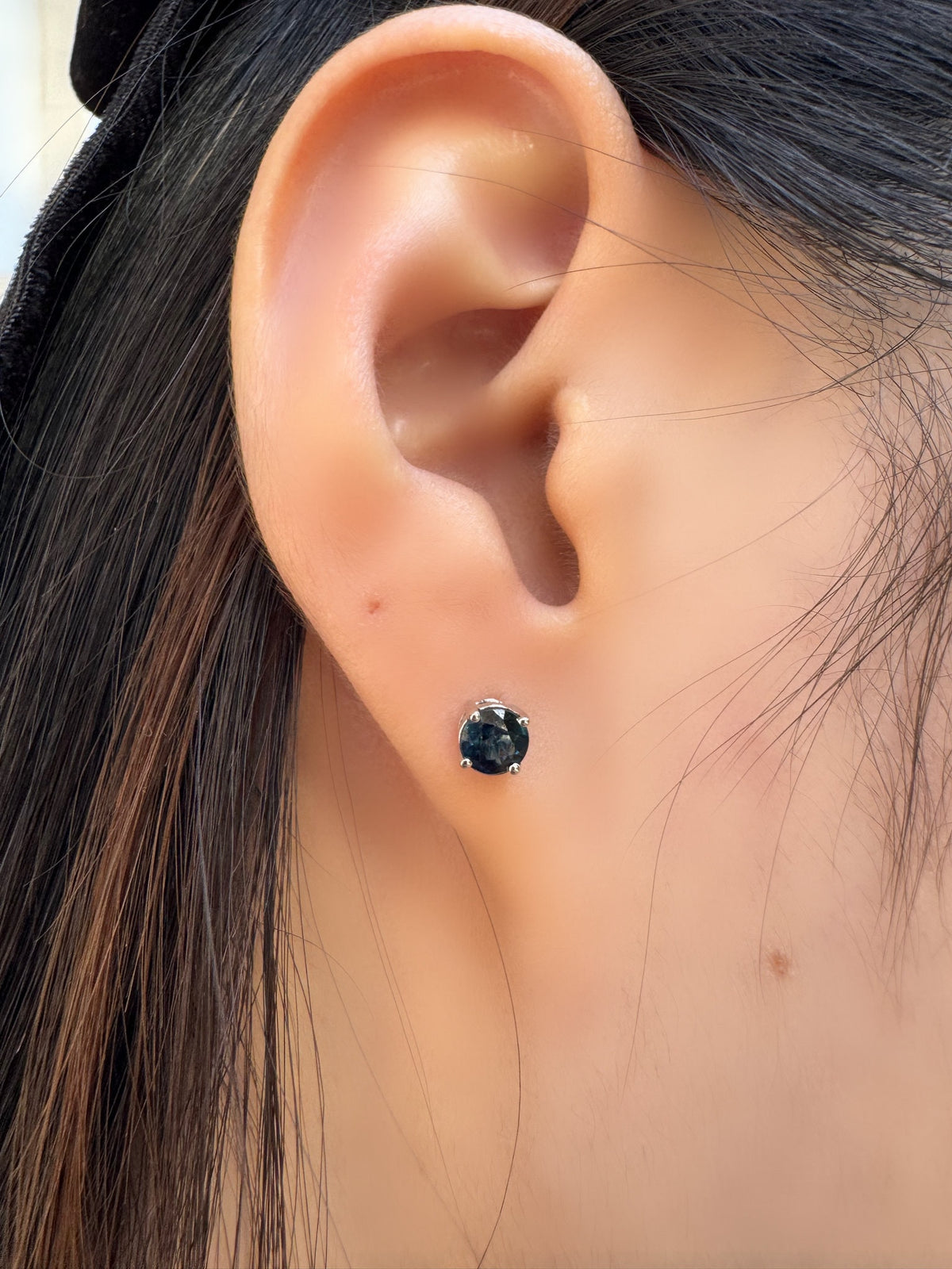 Natural Sapphire Solitaire Stud Earrings, 4mm, 14k Solid Gold, September Birthstone