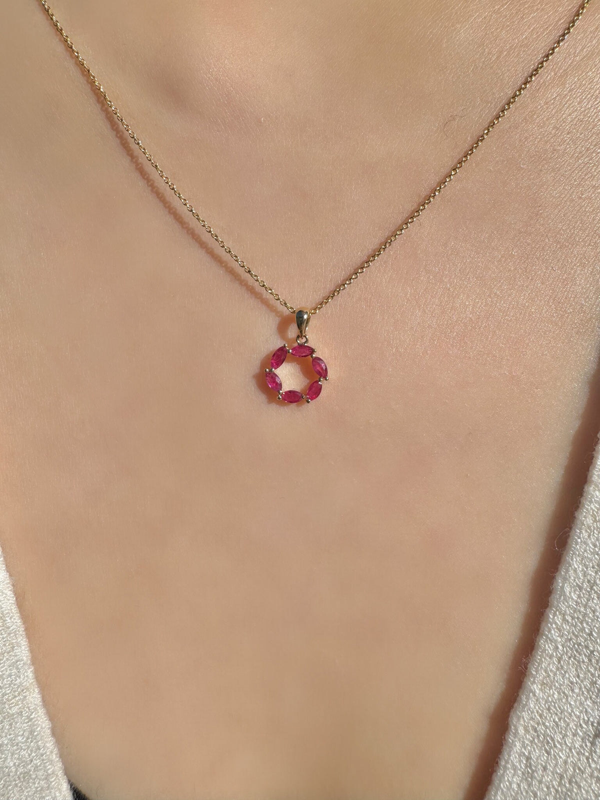14k Gold Marquise Ruby Pendant: July Birthstone, Solid Gold Necklace