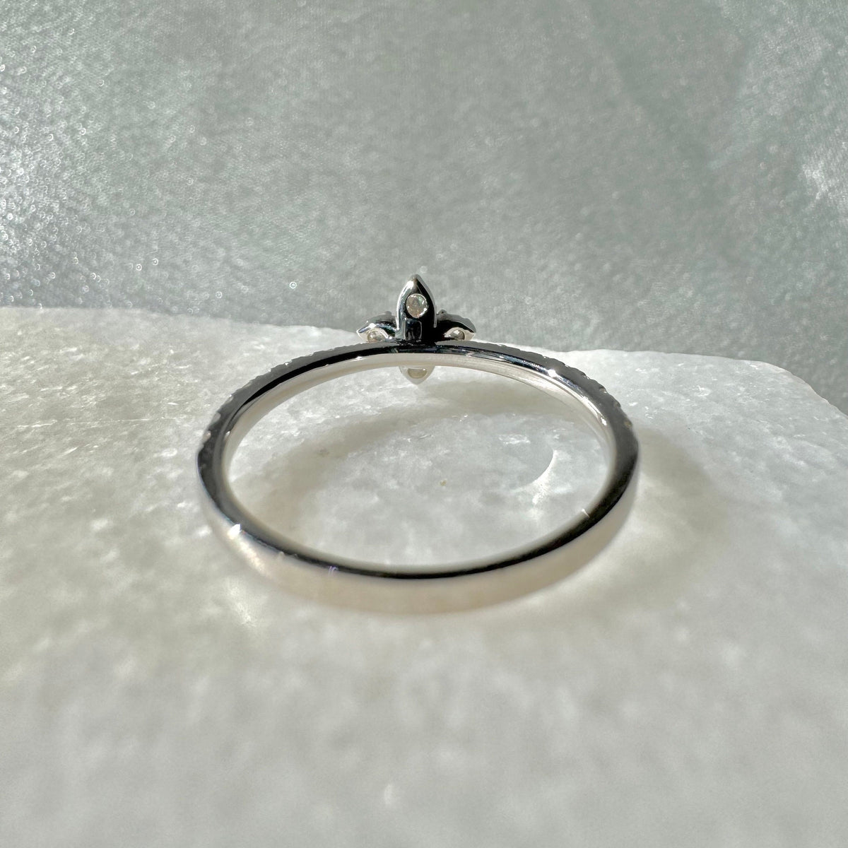 Genuine Diamond Flower Ring in 18k Solid White Gold