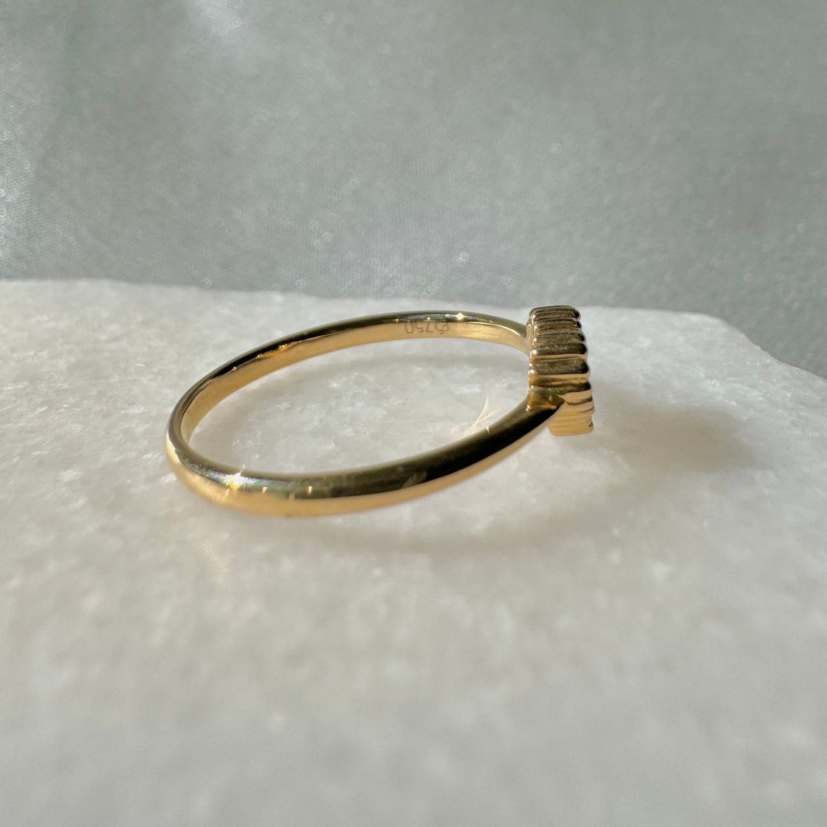 Genuine Diamond Heart Ring in 18k Solid Yellow Gold
