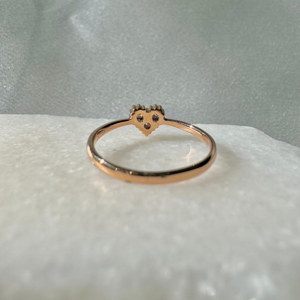 Genuine Diamond Heart Ring in 18k Solid Rose Gold