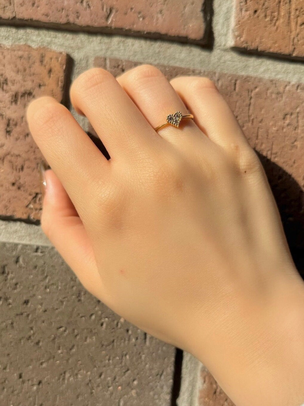 Genuine Diamond Heart Ring in 18k Solid Yellow Gold