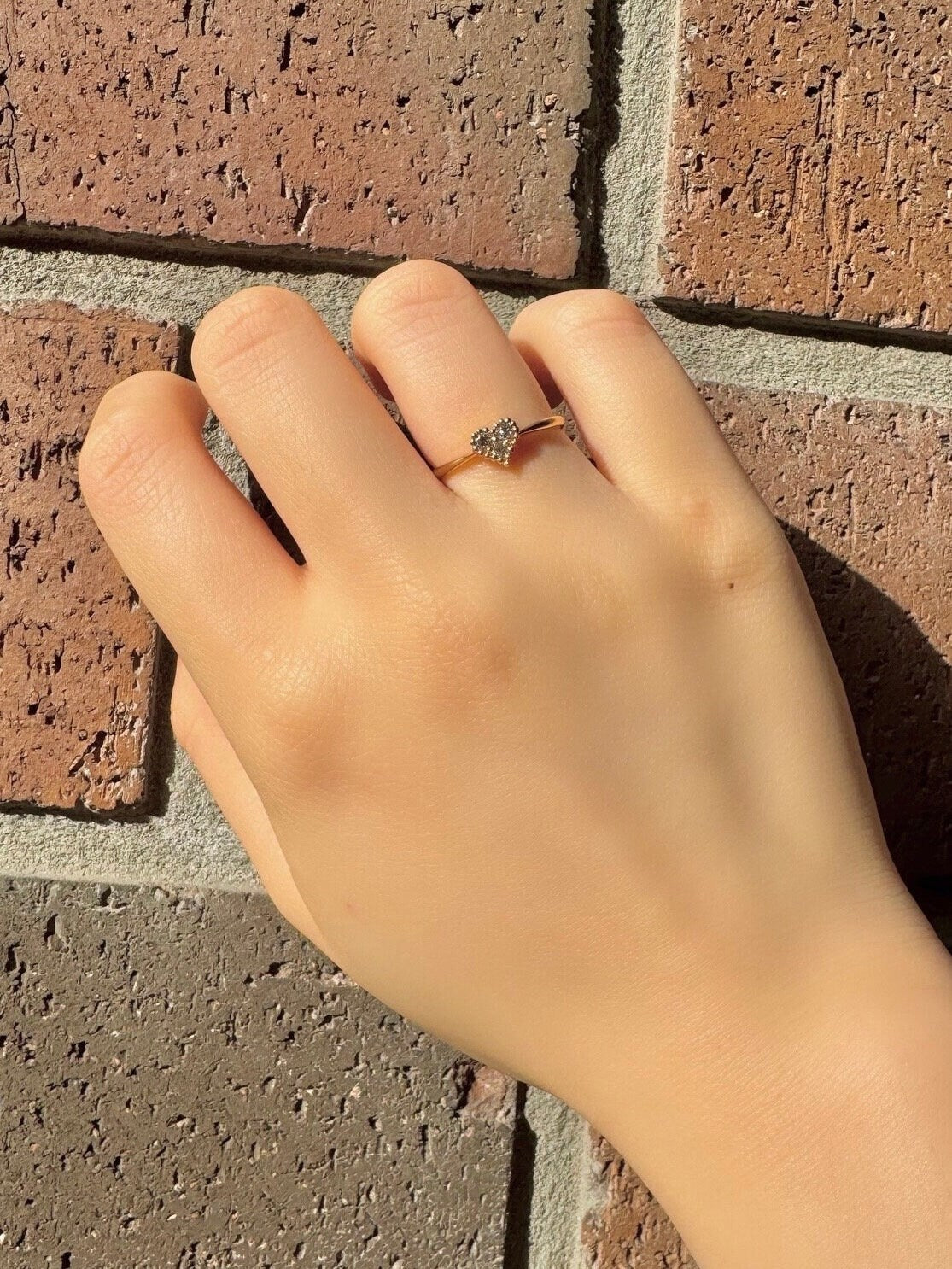 Genuine Diamond Heart Ring in 18k Solid Rose Gold
