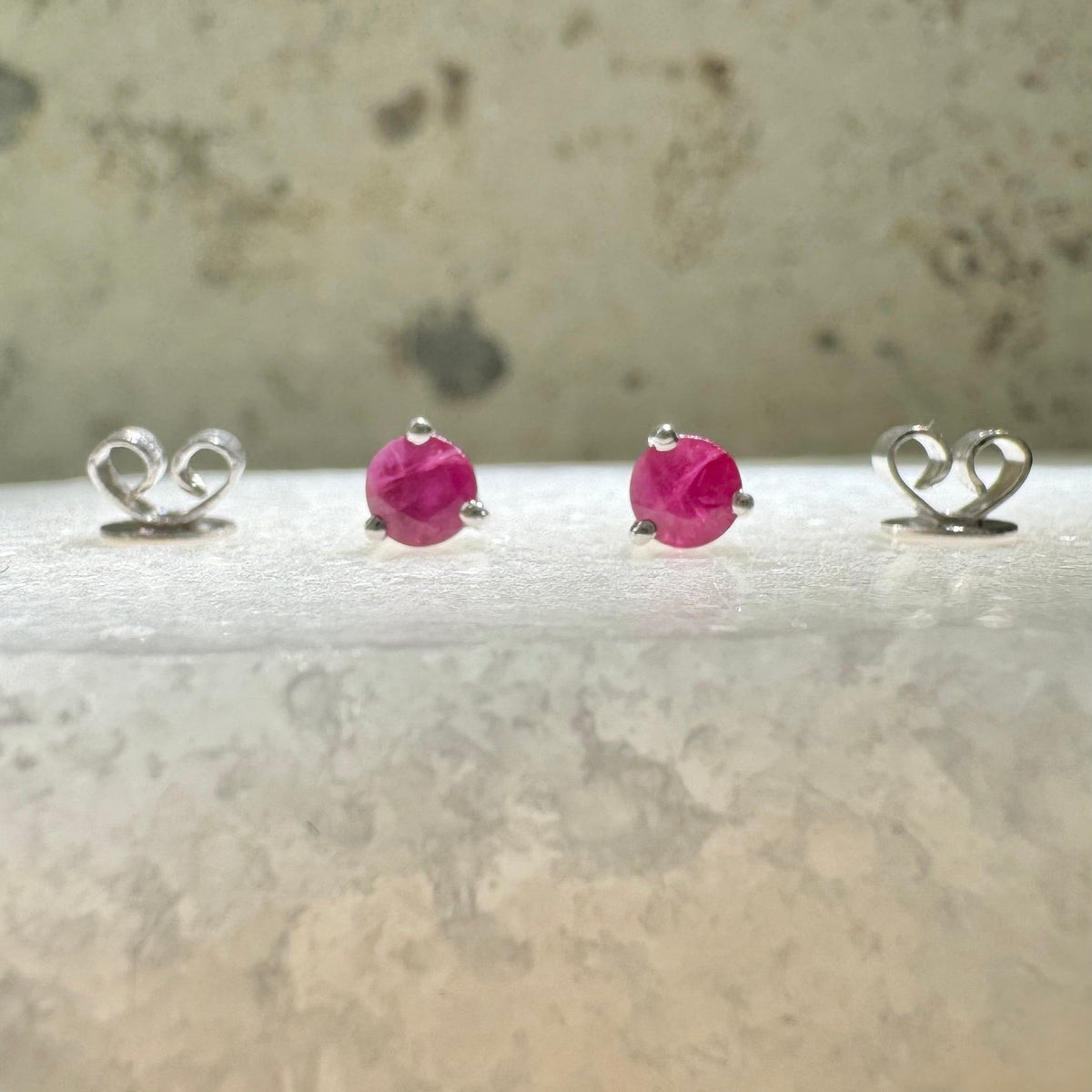 14k Solid Gold Ruby Stud Earrings, 4mm Round Cut, July Birthstone Gift