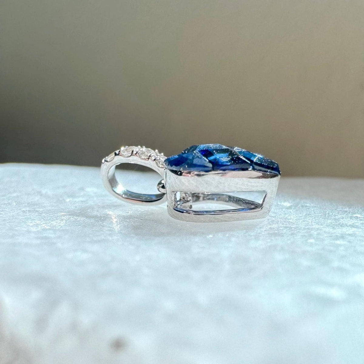 Genuine Sapphire Diamond Pavé Heart Pendant, 14k Solid Gold, September Birthstone, Gift for Her