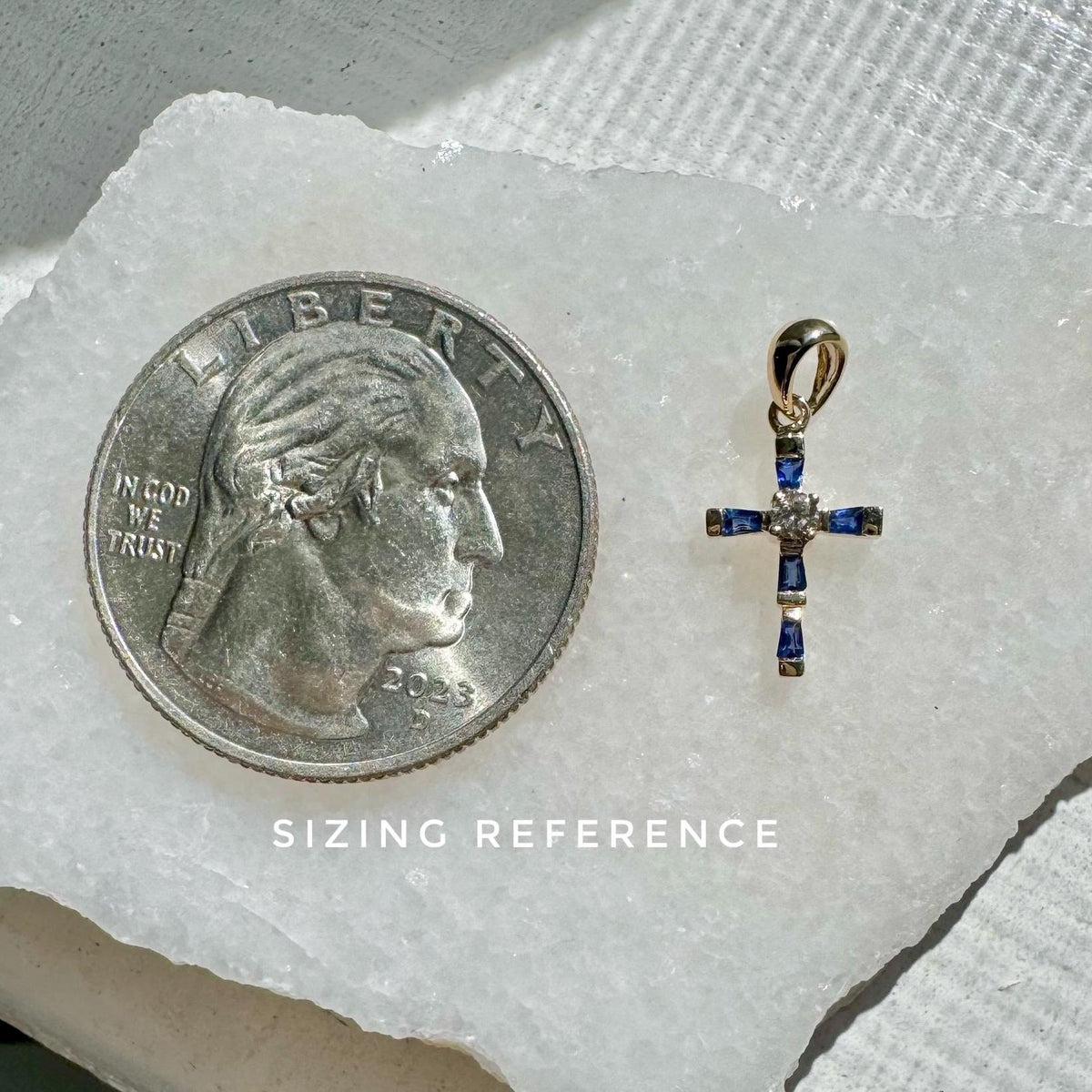 Genuine Ruby Diamond Baguette Cross Pendant (Mini) | 14k Solid Gold