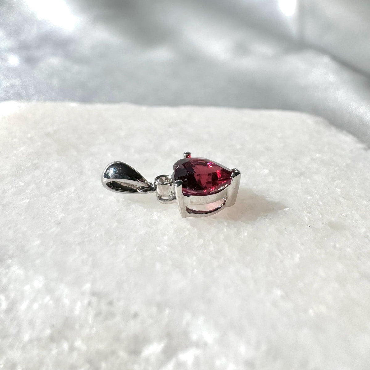 Genuine Garnet and Diamond Heart Pendant, 14k Solid Gold, January Birthstone, Gift for Her