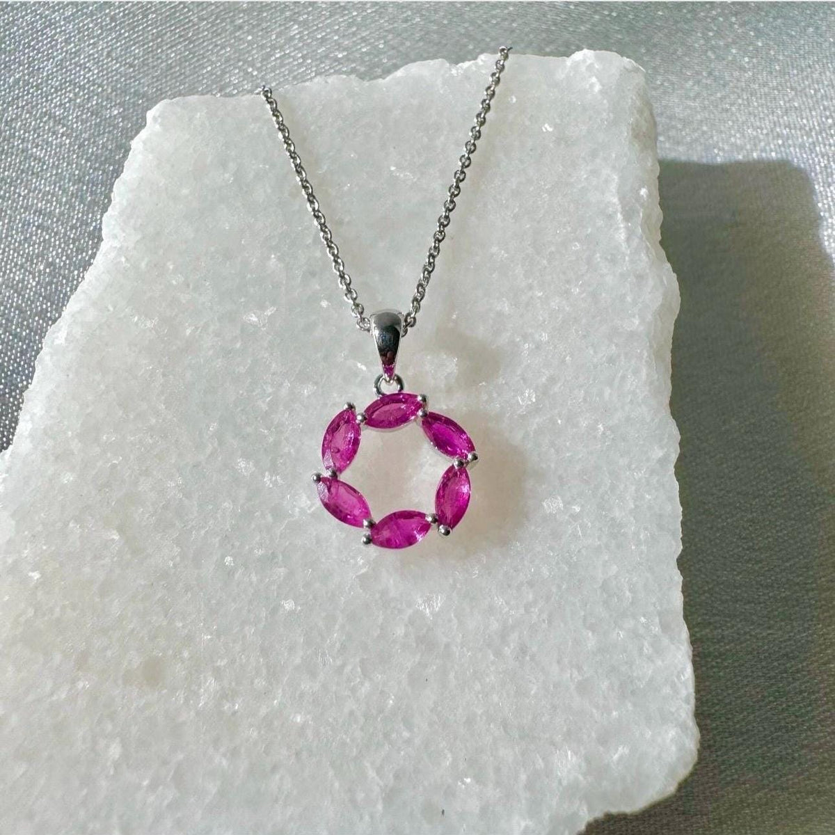 14k Gold Marquise Ruby Pendant: July Birthstone, Solid Gold Necklace