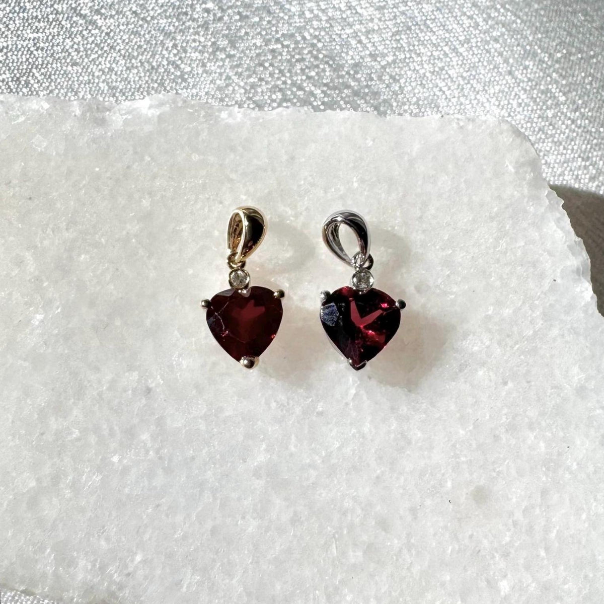 Genuine Garnet and Diamond Heart Pendant, 14k Solid Gold, January Birthstone, Gift for Her